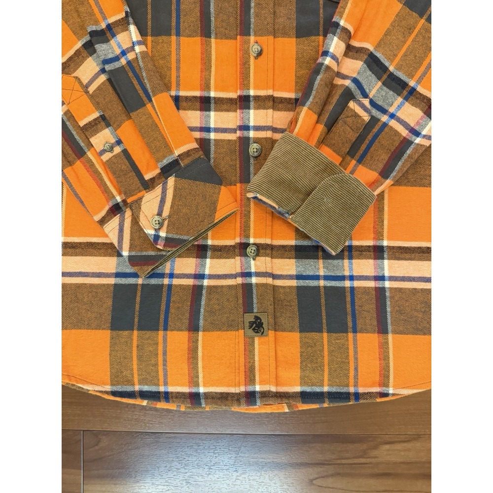 Legendary Whitetails Flannel Shirt Orange Plaid Button Up Cotton Mens Size Large - Picture 8 of 11
